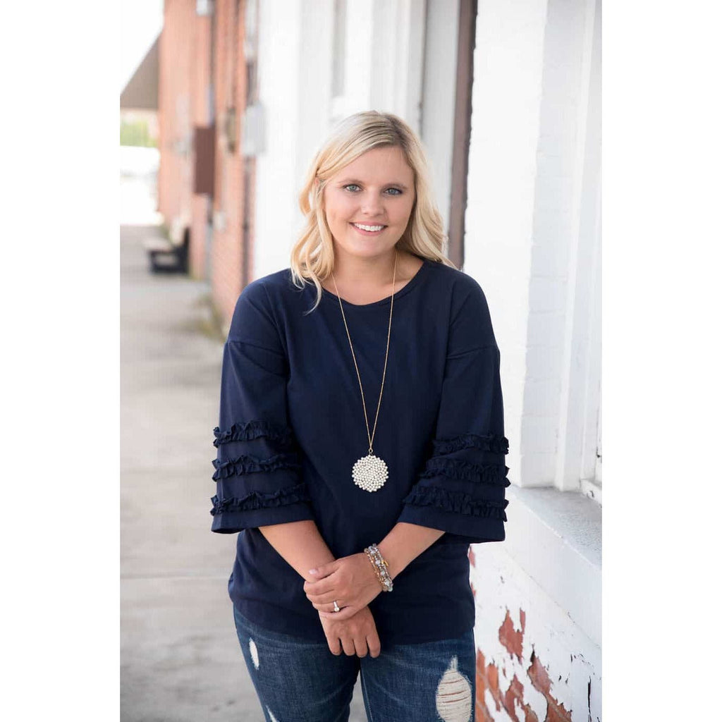 Triple Ruffle Sleeved Tee - Betsey's Boutique Shop