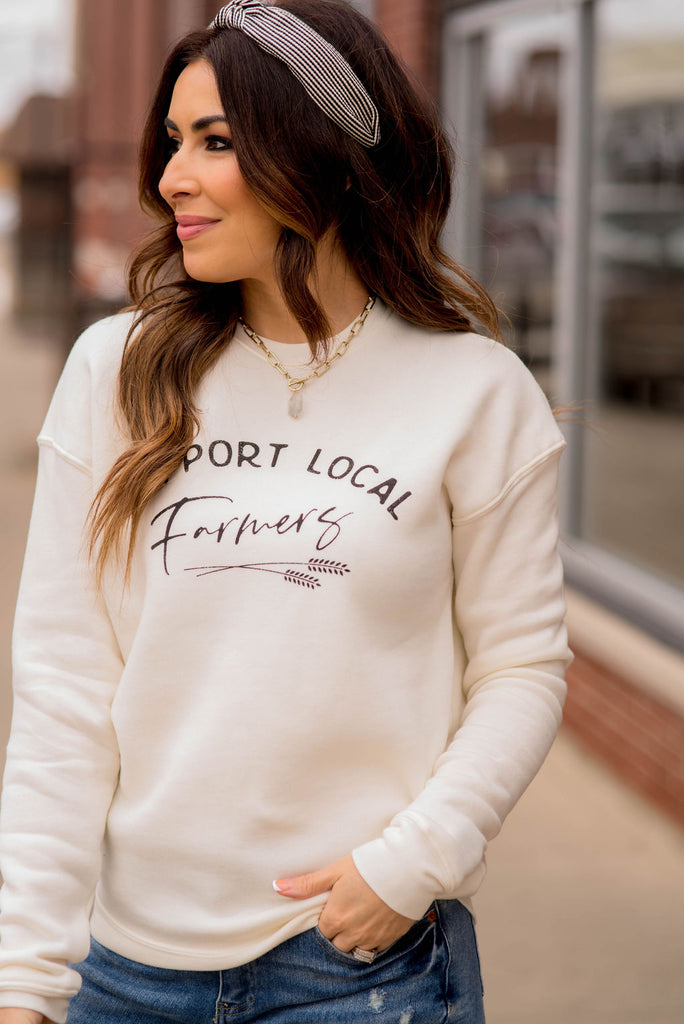 Support Local Farmers Wheat Crewneck - Betsey's Boutique Shop