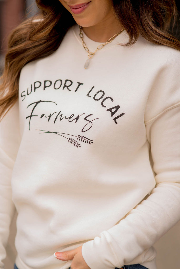 Support Local Farmers Wheat Crewneck - Betsey's Boutique Shop