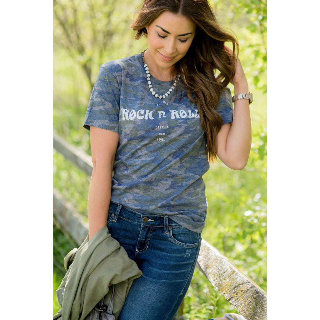 Rock n' Roll Camo Tee - Betsey's Boutique Shop