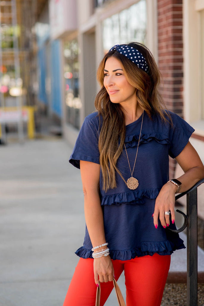 Double Ruffle Accents Tiered Tee - Betsey's Boutique Shop