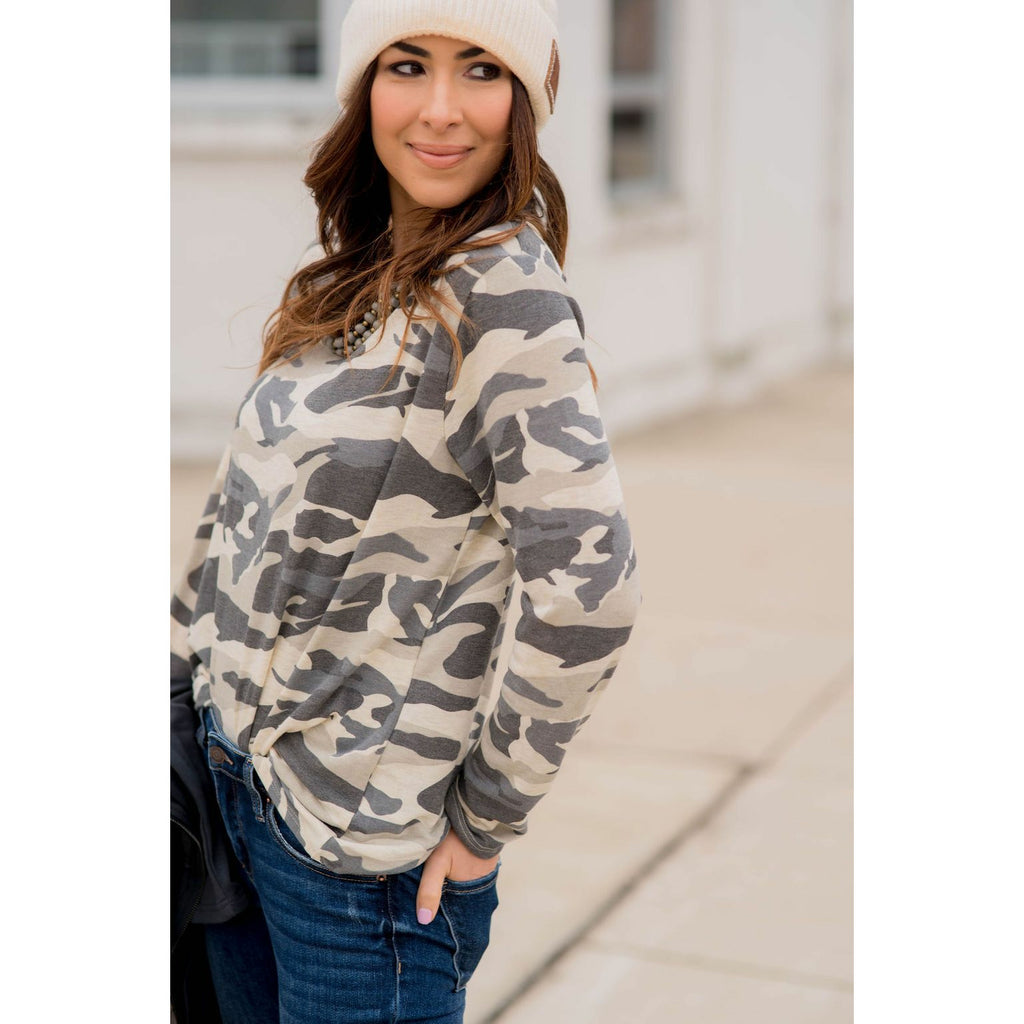 Camo Long Sleeve Tee - Betsey's Boutique Shop