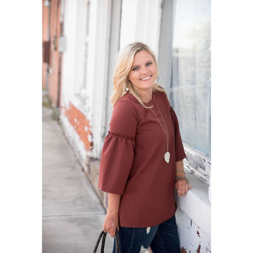 Cinched Sleeve Blouse - Betsey's Boutique Shop