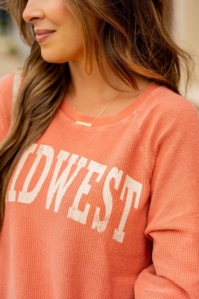 Lightly Ribbed Midwest Graphic Crewneck - Betsey's Boutique Shop -