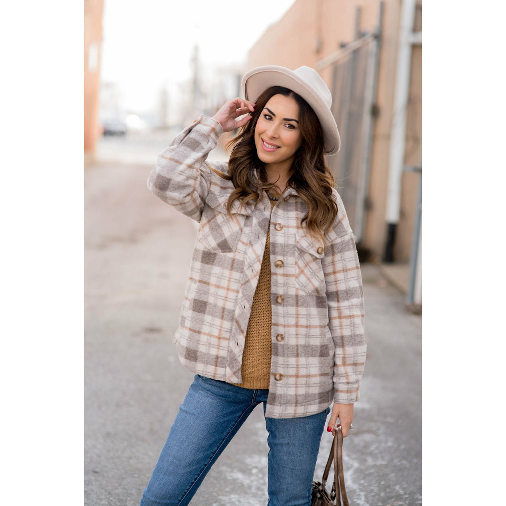 Fashionably Late Plaid Shacket - Betsey's Boutique Shop