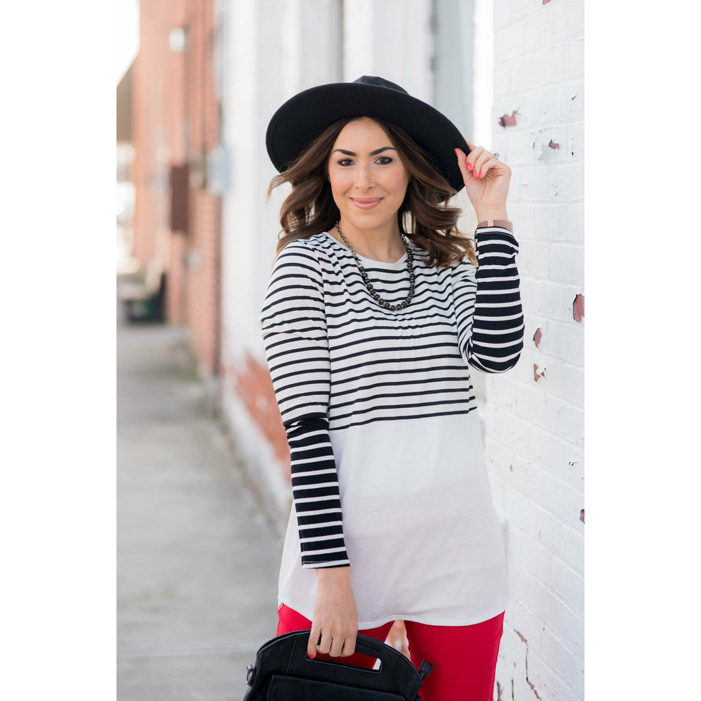 Fading Stripes Long Sleeve Tee - Betsey's Boutique Shop