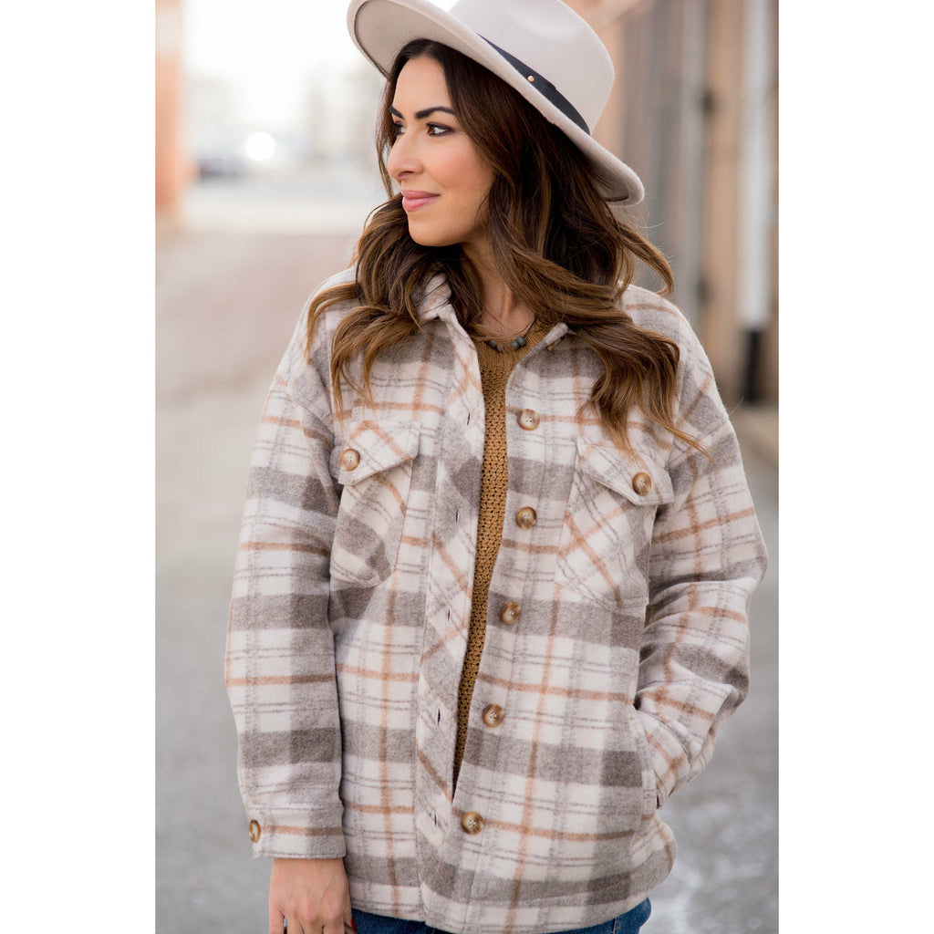 Fashionably Late Plaid Shacket - Betsey's Boutique Shop