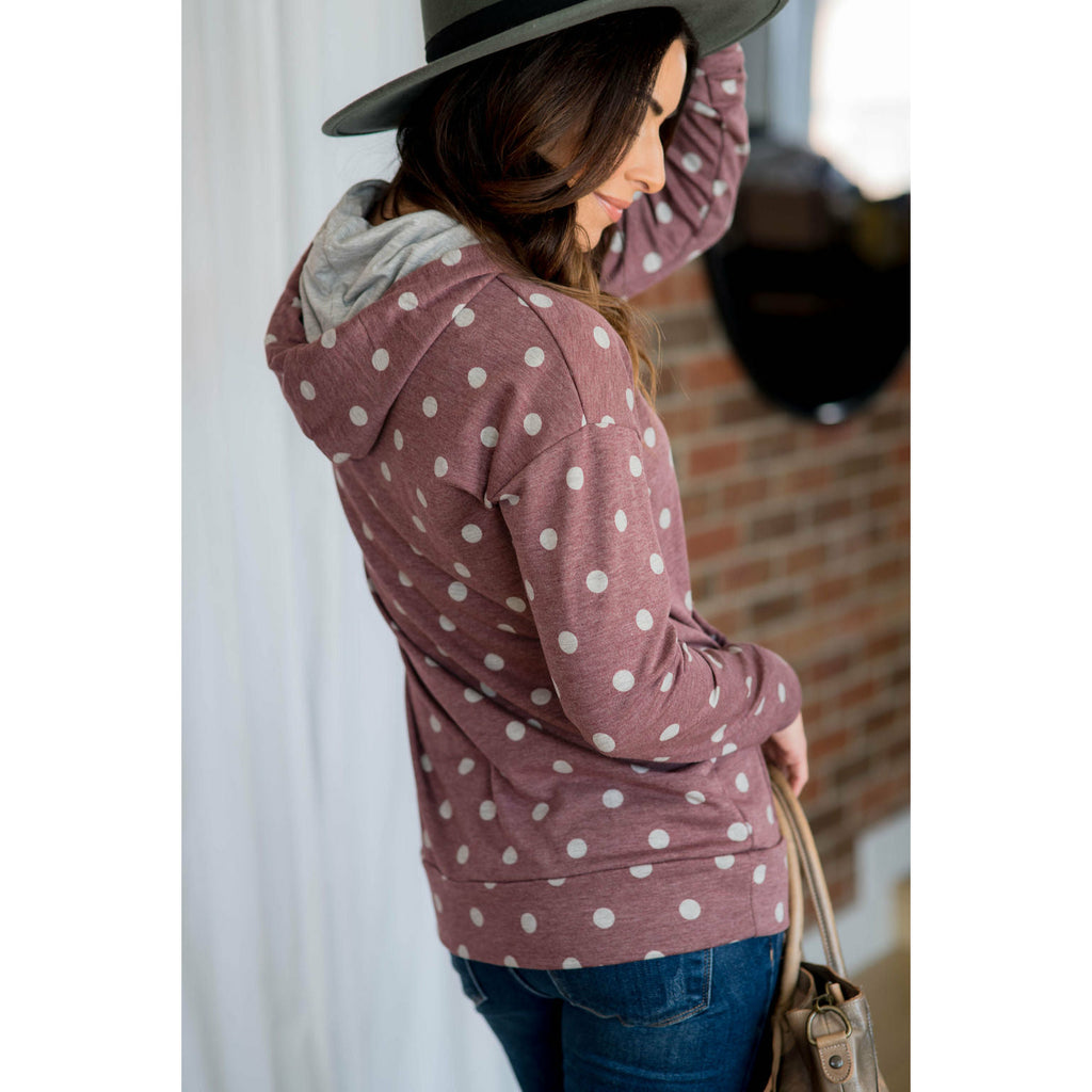 Heathered Polka Dot Hoodie - Betsey's Boutique Shop