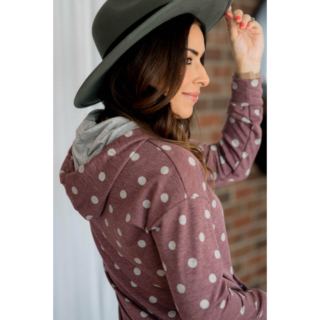 Heathered Polka Dot Hoodie - Betsey's Boutique Shop