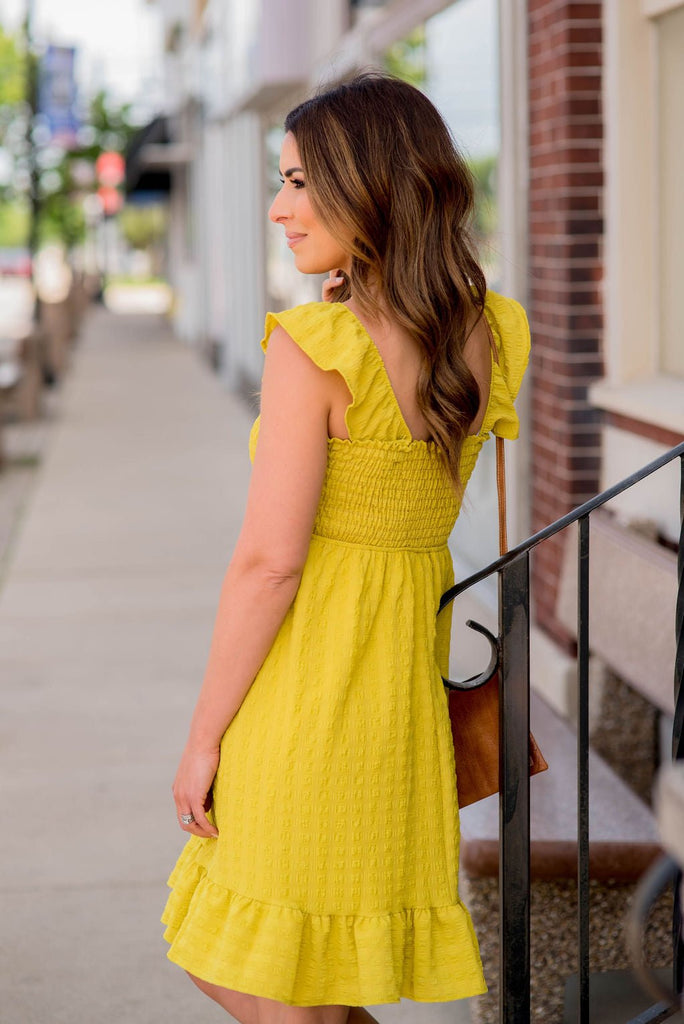 Subtle Textured Ruched Top Dress - Betsey's Boutique Shop -