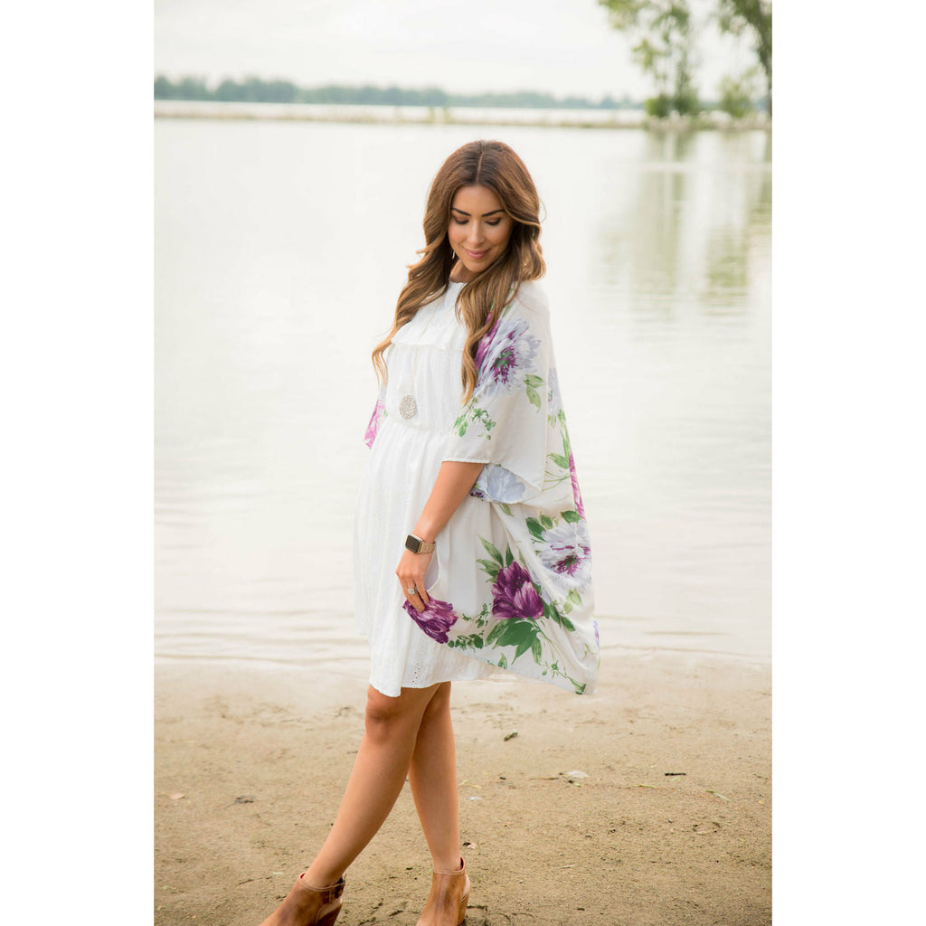 Purple Floral Kimono - Betsey's Boutique Shop - Coats & Jackets