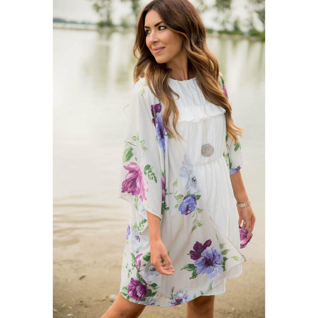 Purple Floral Kimono - Betsey's Boutique Shop - Coats & Jackets