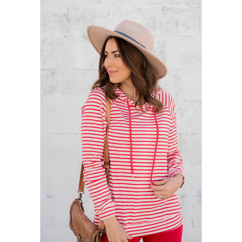 Striped Lightweight Game Day Hoodie - Betsey's Boutique Shop