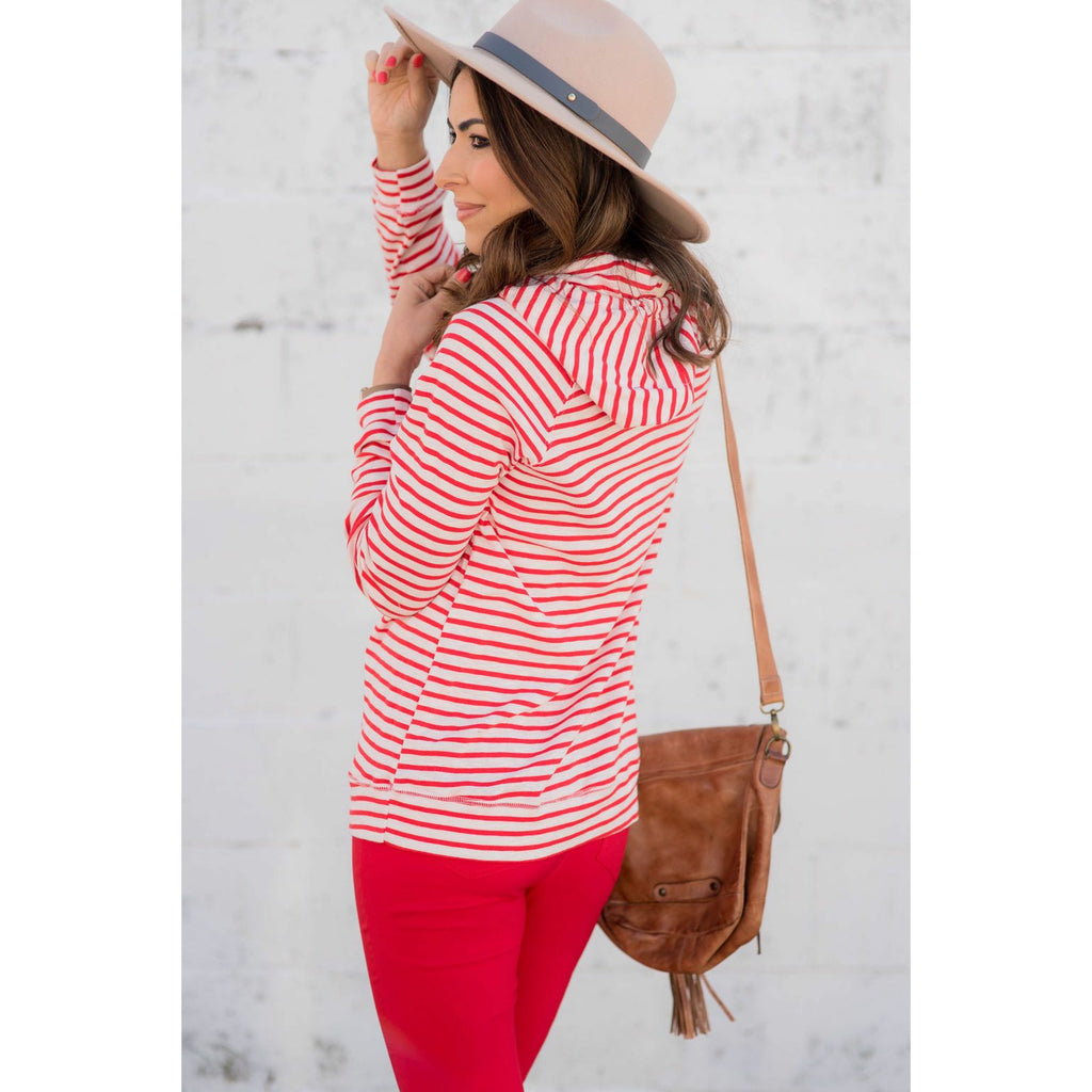 Striped Lightweight Game Day Hoodie - Betsey's Boutique Shop