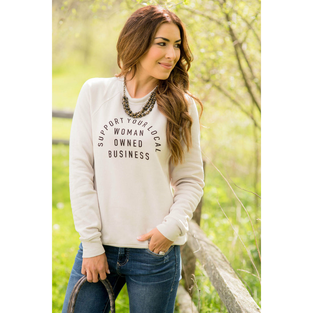 Support Women Owned Businesses Graphic Crewneck - Betsey's Boutique Shop