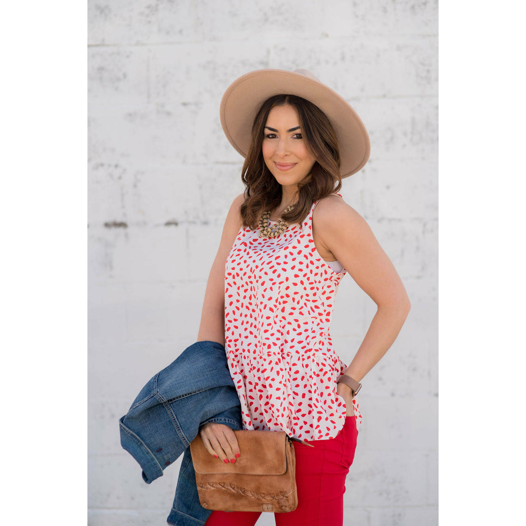 Dotted Peplum Tank - Betsey's Boutique Shop