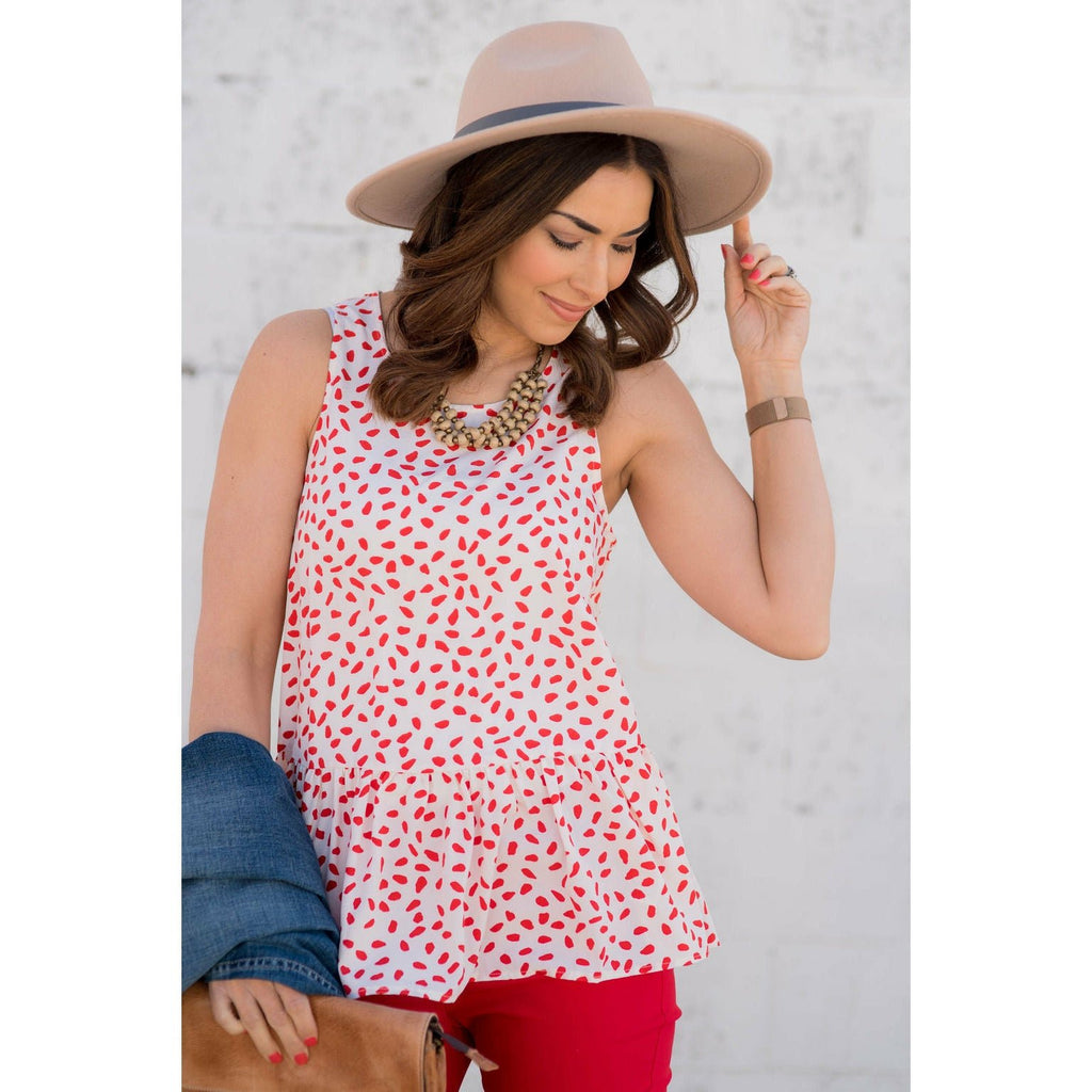 Dotted Peplum Tank - Betsey's Boutique Shop