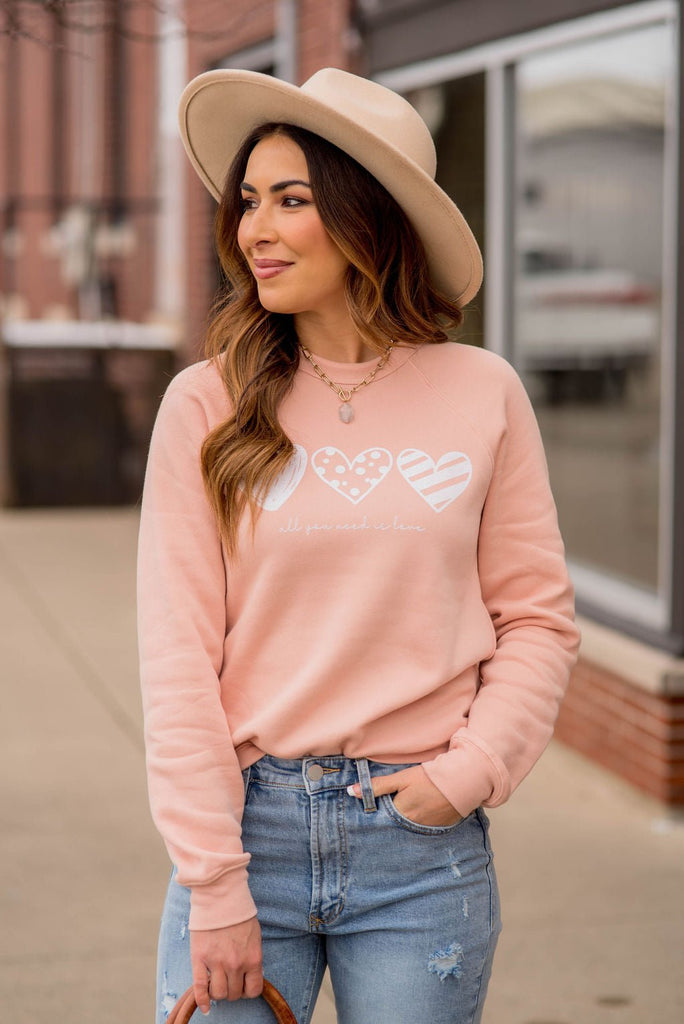 All You Need Is Love Graphic Crewneck - Betsey's Boutique Shop -