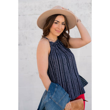 Vertical Striped Halter Tank - Betsey's Boutique Shop