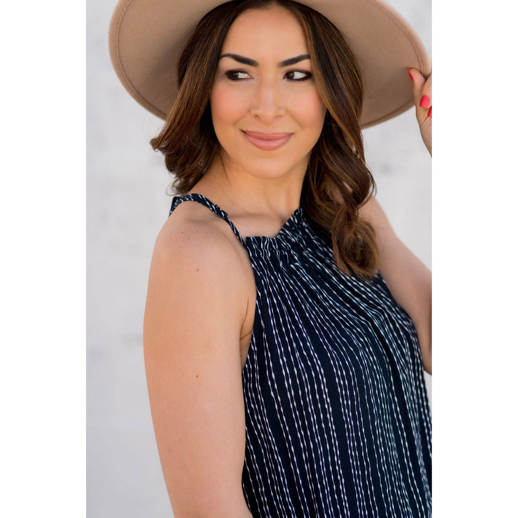 Vertical Striped Halter Tank - Betsey's Boutique Shop