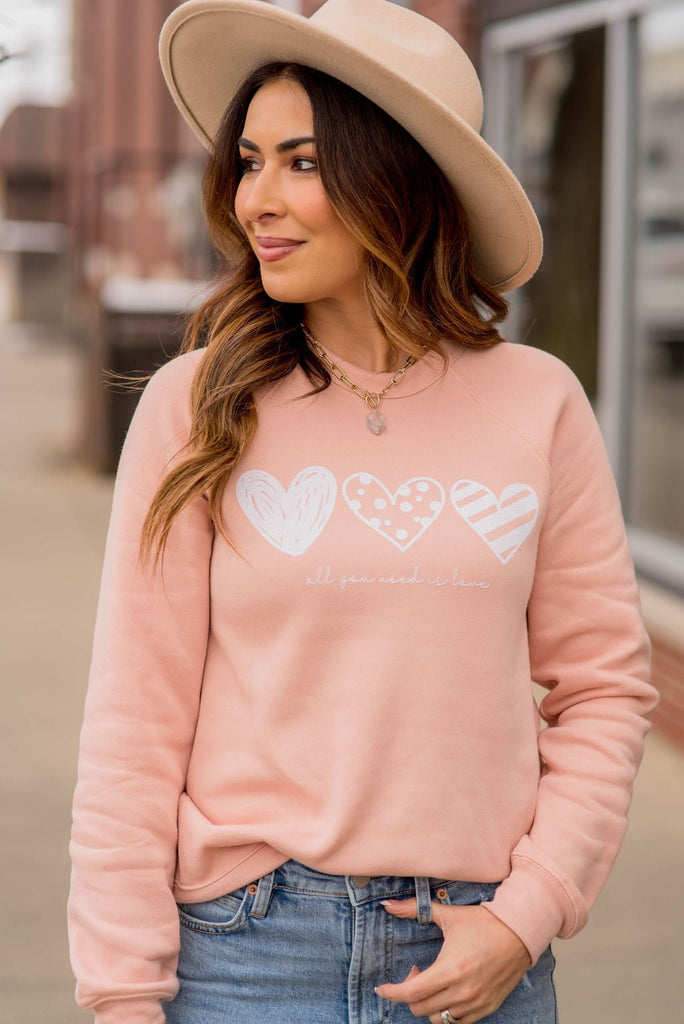 All You Need Is Love Graphic Crewneck - Betsey's Boutique Shop -