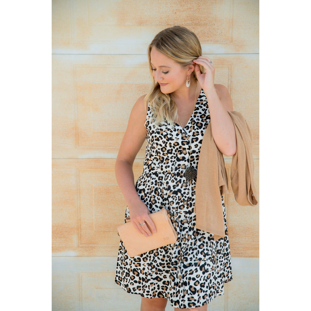 Button Down Leopard Tank Dress - Betsey's Boutique Shop