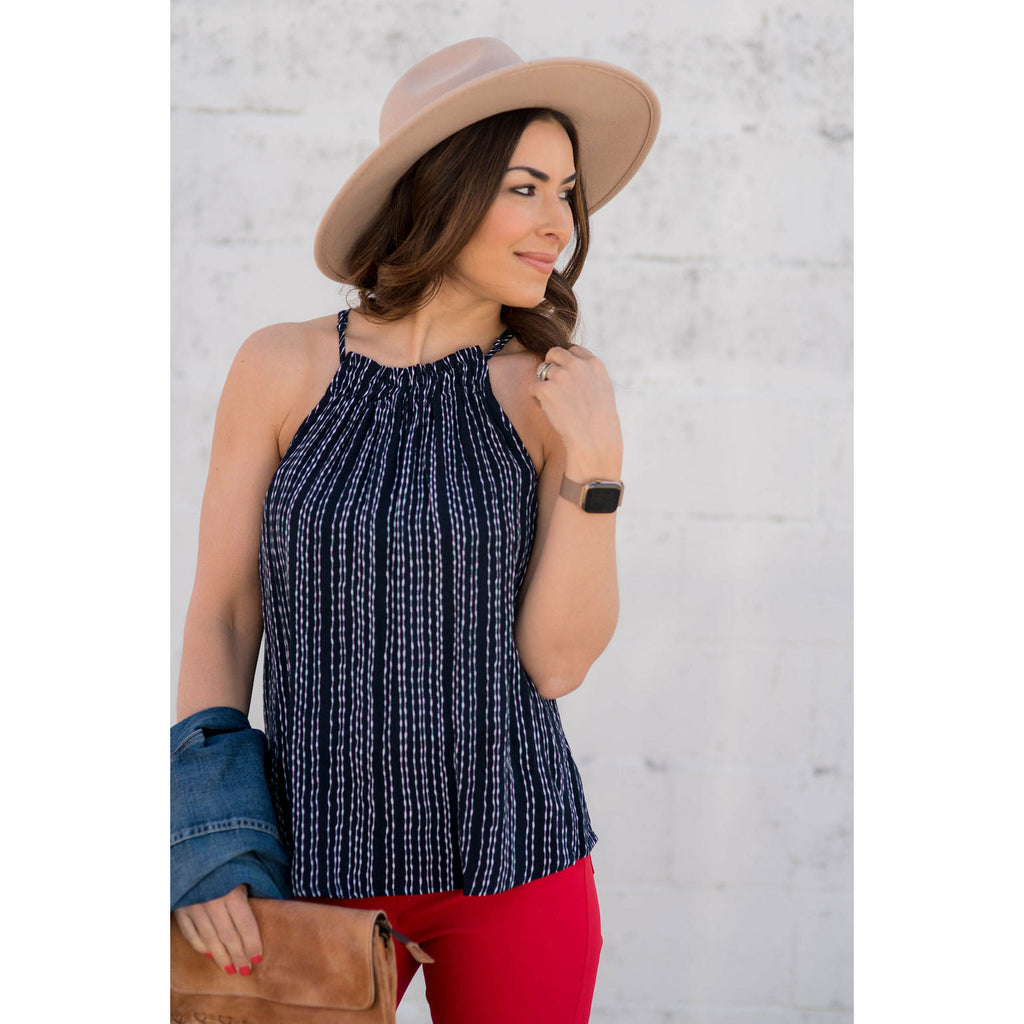 Vertical Striped Halter Tank - Betsey's Boutique Shop