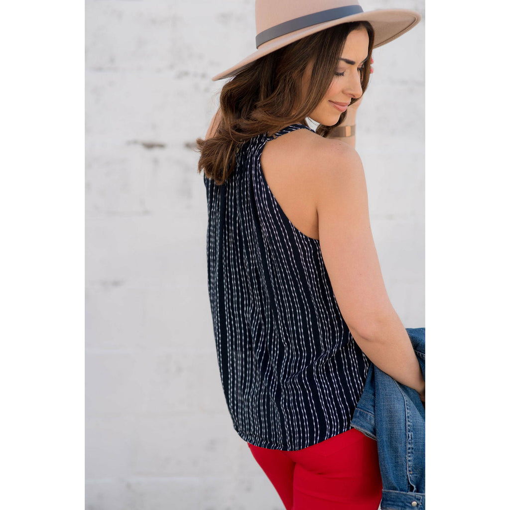 Vertical Striped Halter Tank - Betsey's Boutique Shop