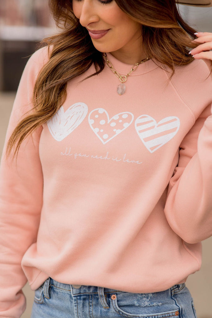 All You Need Is Love Graphic Crewneck - Betsey's Boutique Shop -