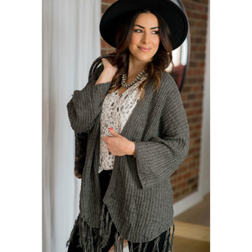 Olive Angel Sleeve Fringe Cardigan - Betsey's Boutique Shop