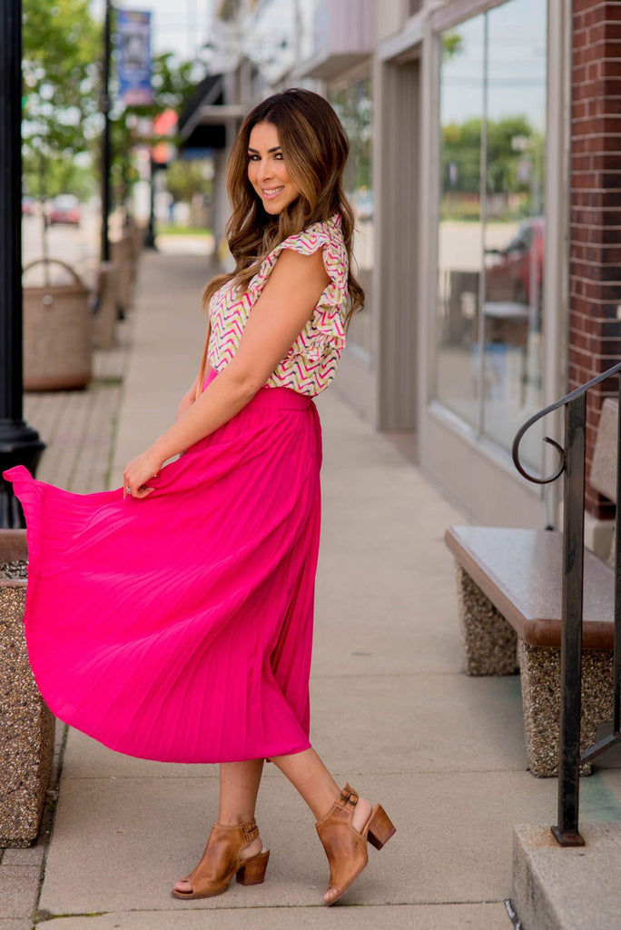 Basic Pleated Maxi Skirt - Betsey's Boutique Shop -