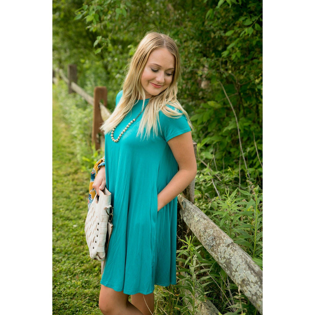 Short Sleeve Swing Tunic Dress - Betsey's Boutique Shop - Dresses