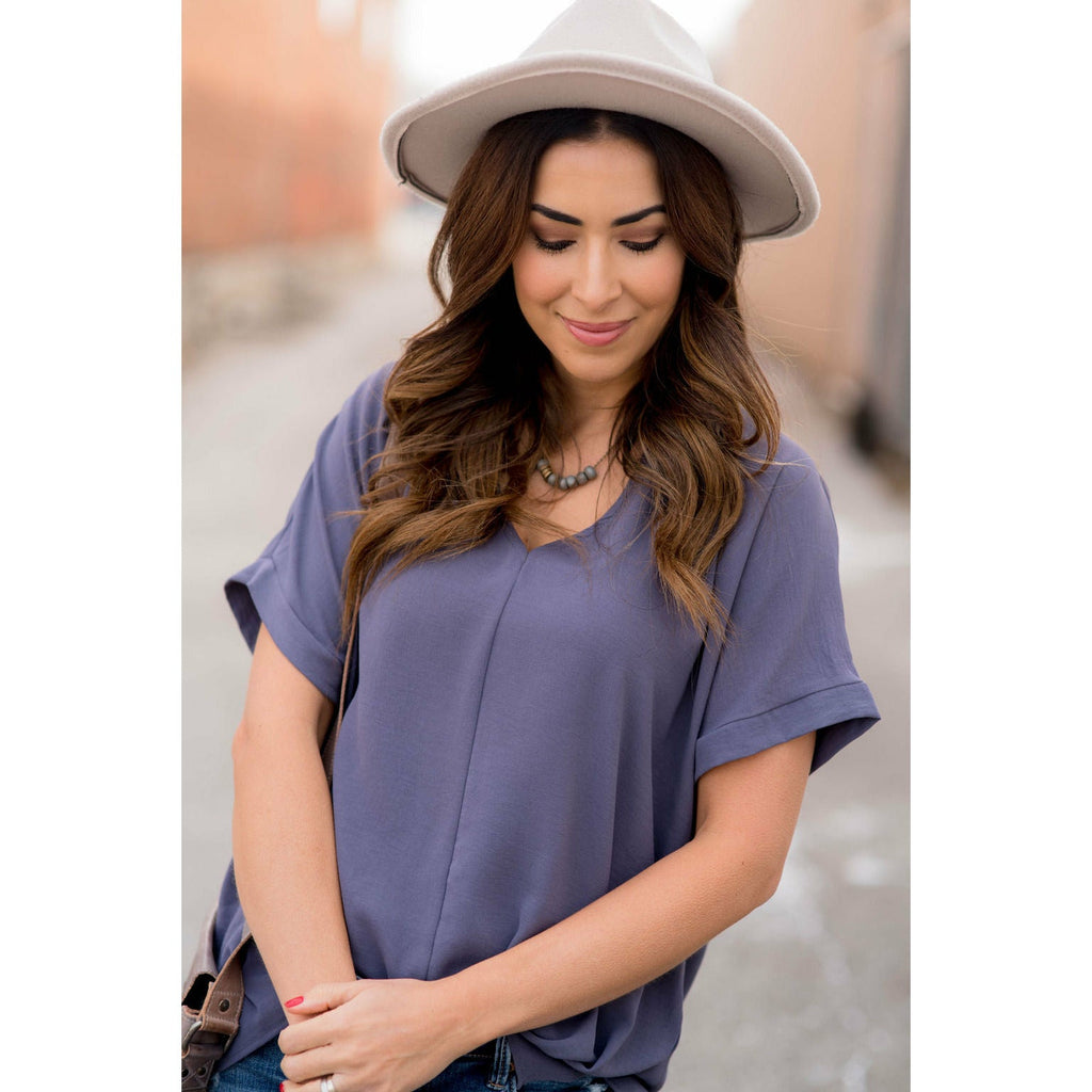 Relaxed V-Neck Blouse - Betsey's Boutique Shop