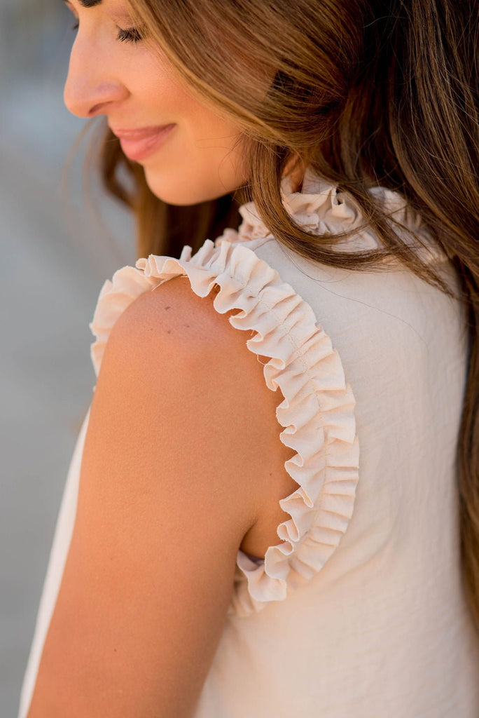 Ruffle Trim V-Neck Tank - Betsey's Boutique Shop