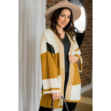 Mixed Stripe Wide Sleeve Cardigan - Betsey's Boutique Shop