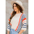 3/4 Sleeve Vertical Striped Knit Sweater