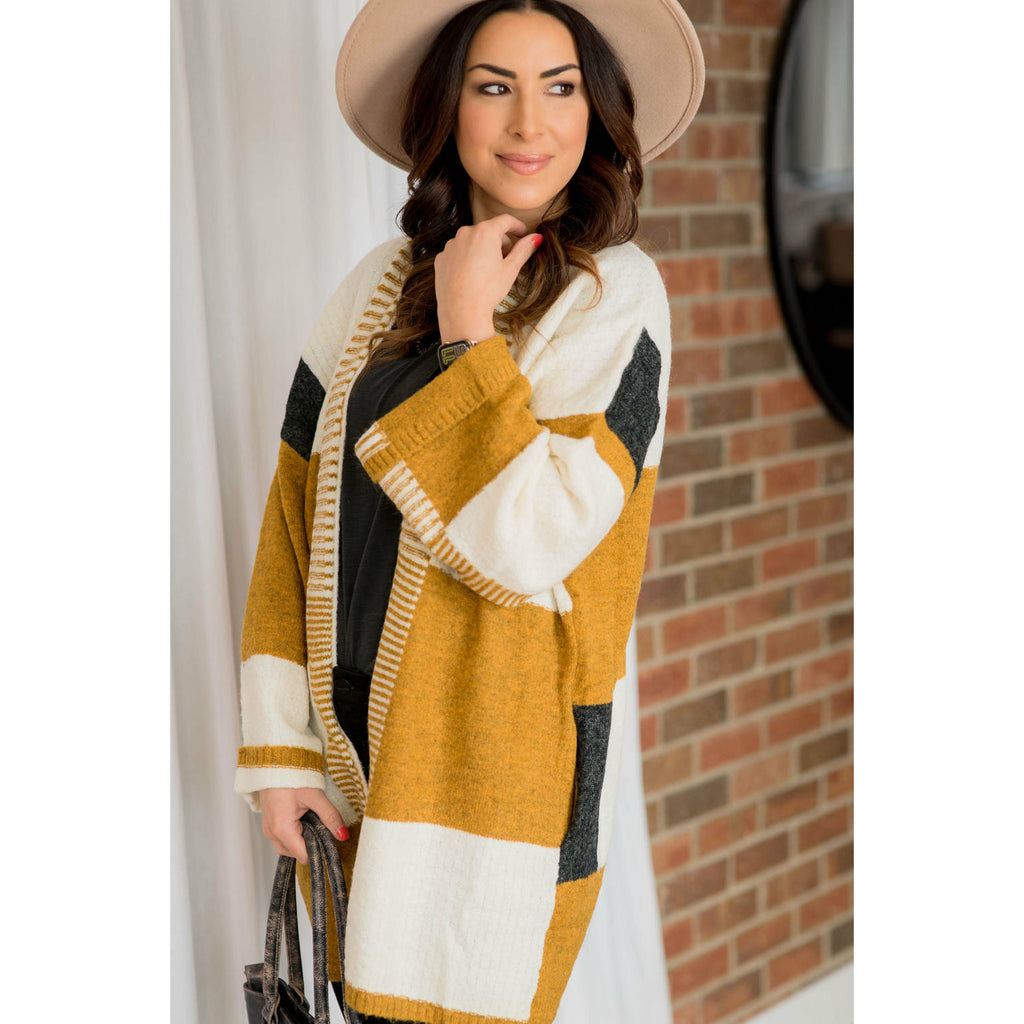 Mixed Stripe Wide Sleeve Cardigan - Betsey's Boutique Shop