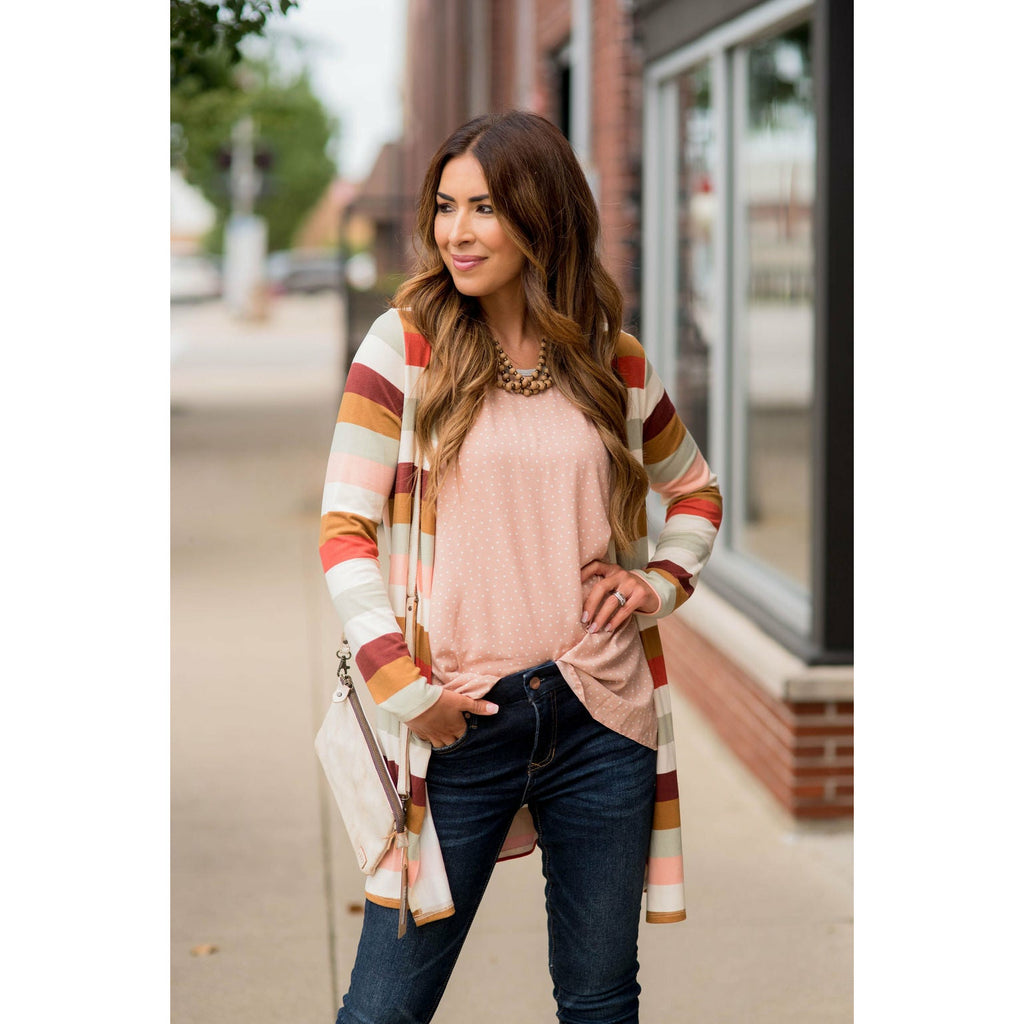 Muted Striped Tunic Cardigan - Betsey's Boutique Shop