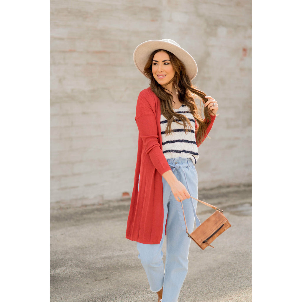 Basic High Split Cardigan - Betsey's Boutique Shop