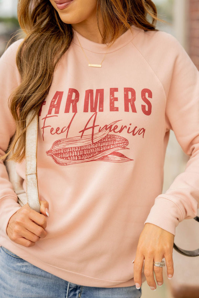 Farmers Feed America Graphic Crewneck - Betsey's Boutique Shop -