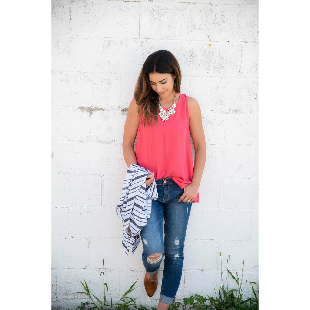 Woven Front Tank - Betsey's Boutique Shop