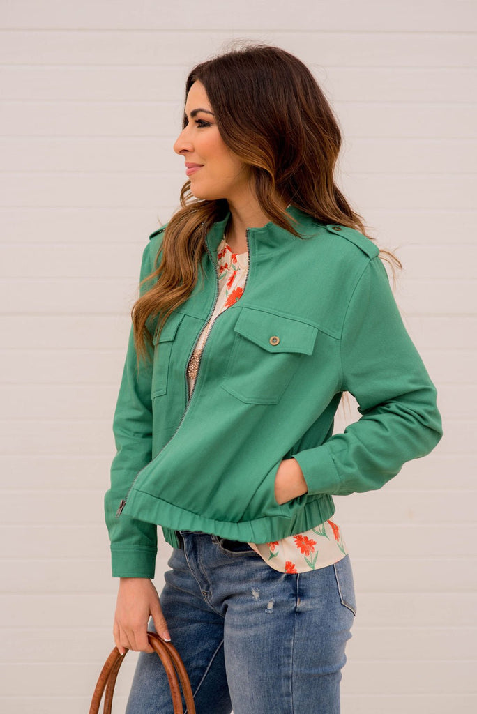 Shoulder Accented Bomber Jacket - Betsey's Boutique Shop -