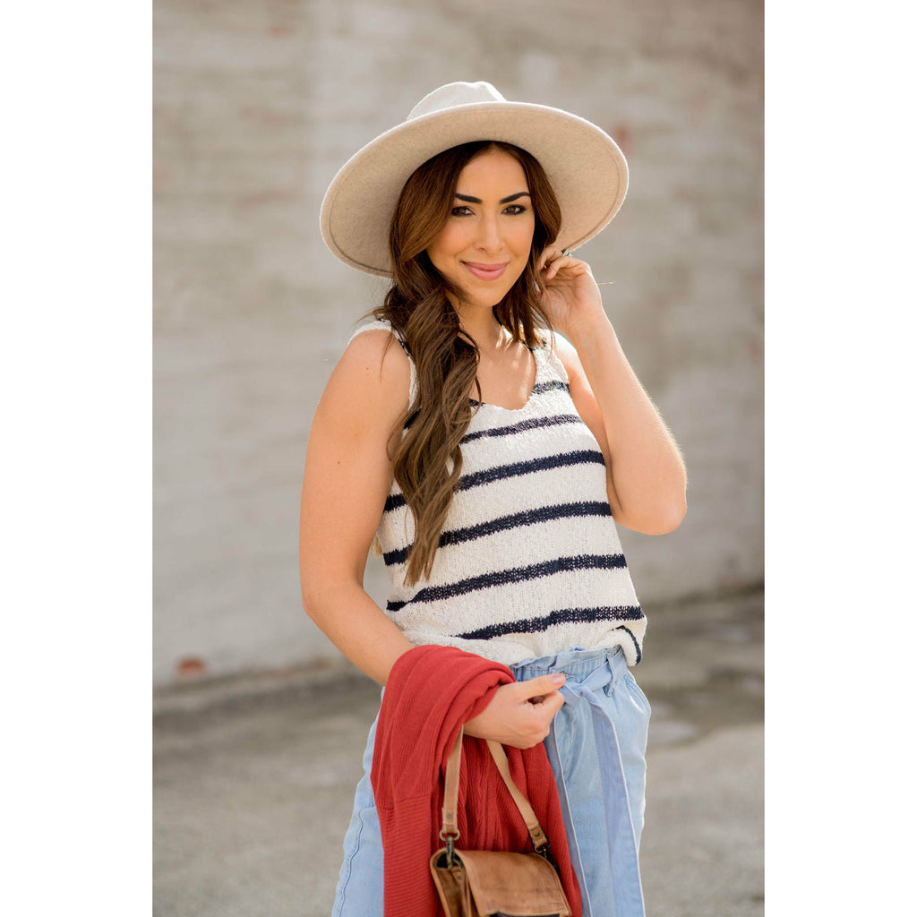 V-Neck Striped Knit Tank - Betsey's Boutique Shop