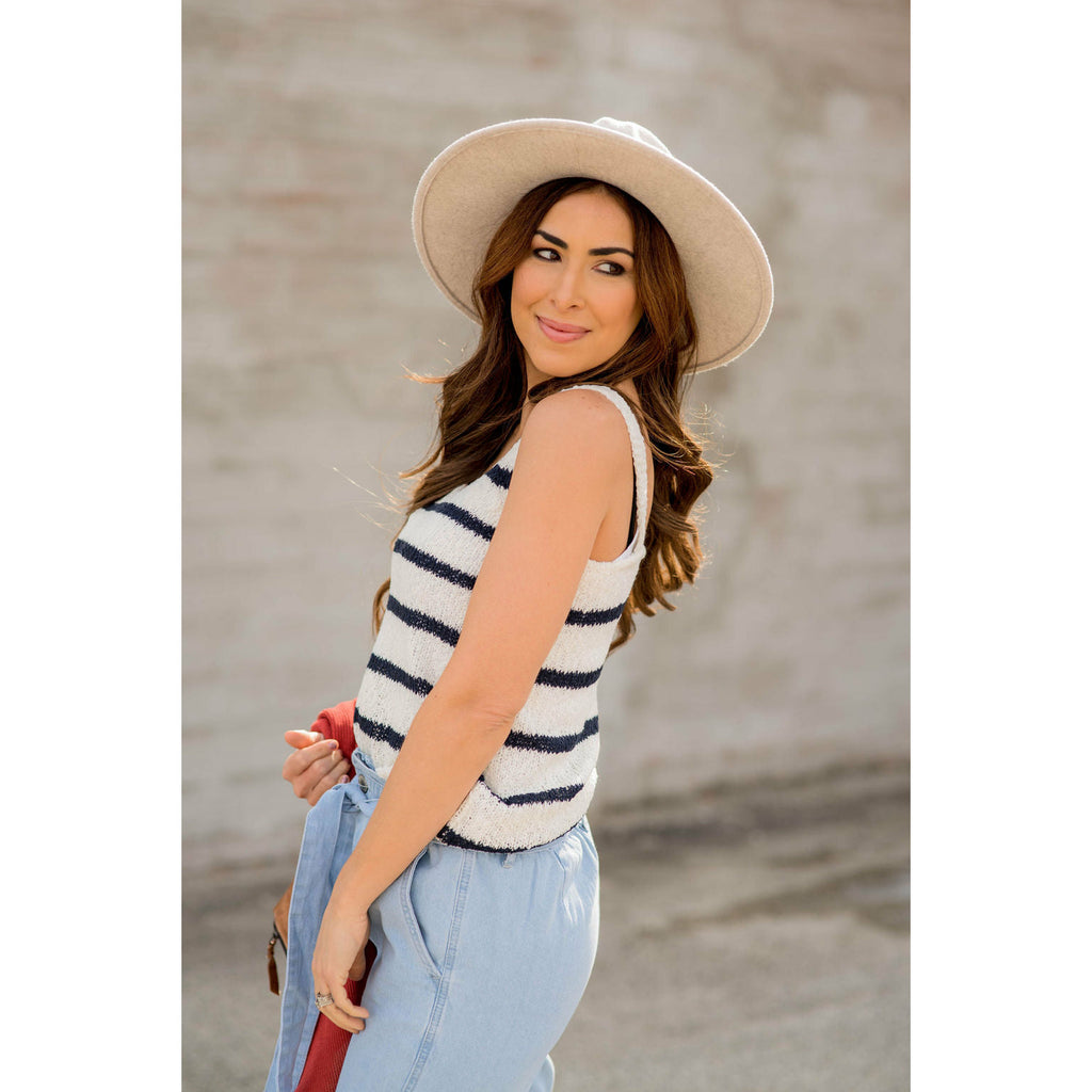 V-Neck Striped Knit Tank - Betsey's Boutique Shop