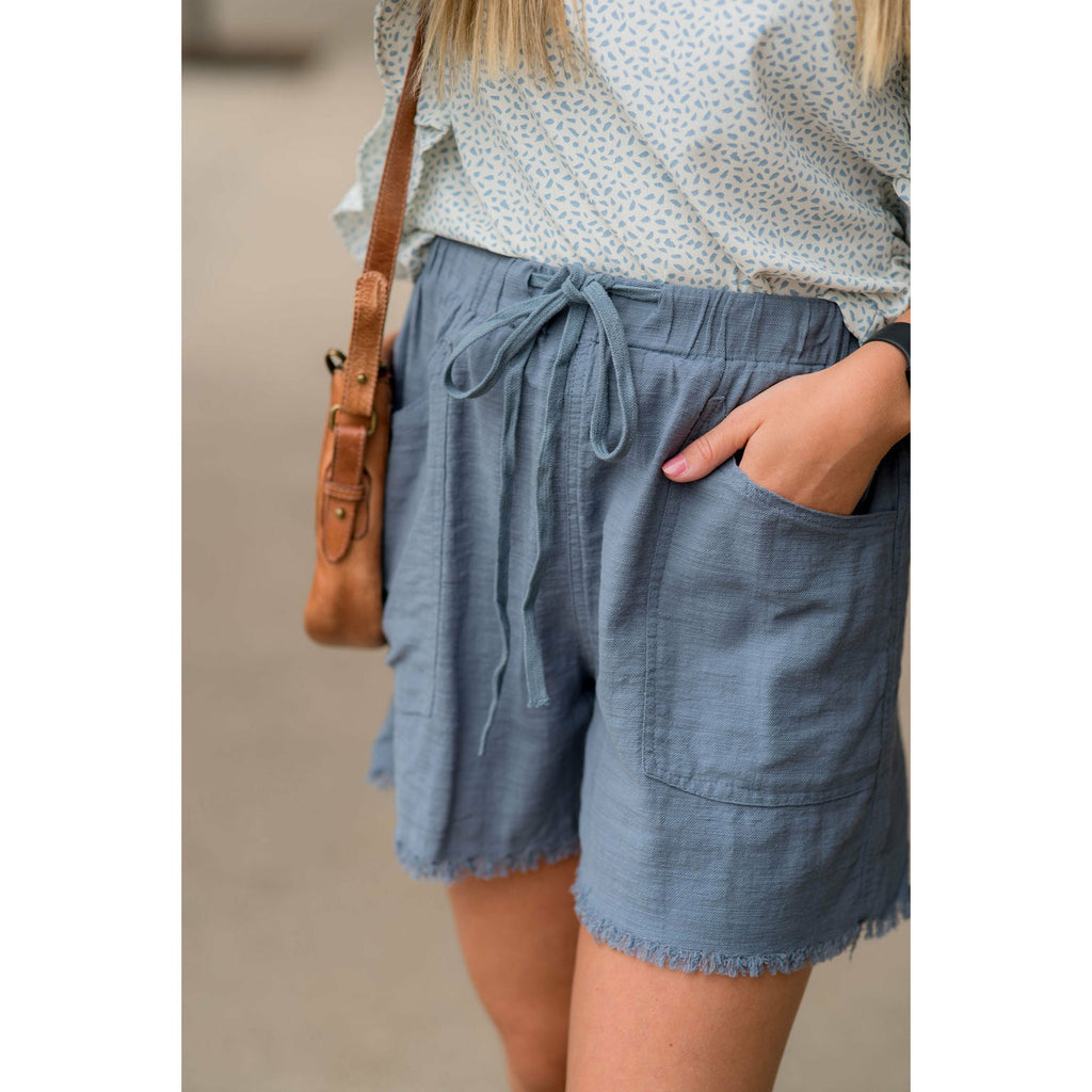 Fringe Tie Pocket Shorts - Betsey's Boutique Shop