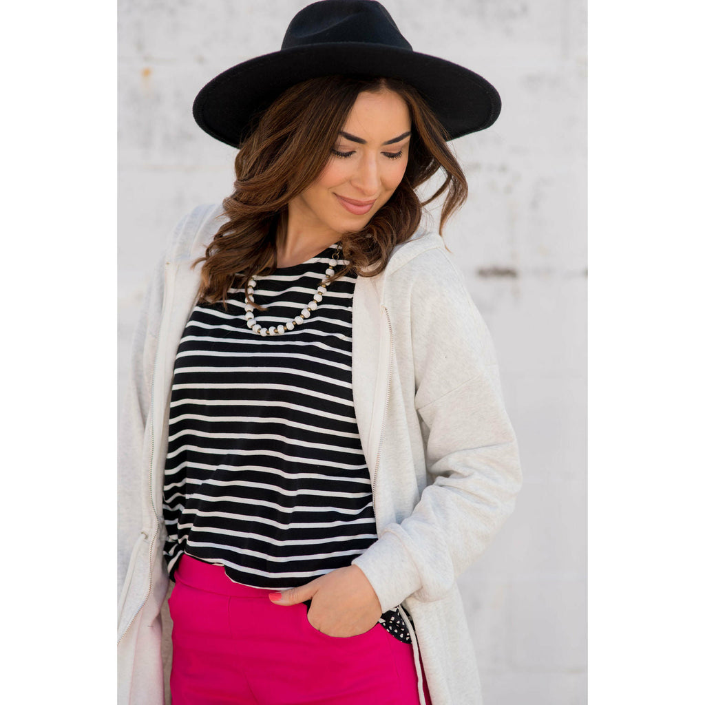 Striped Accented Dot Tee - Betsey's Boutique Shop