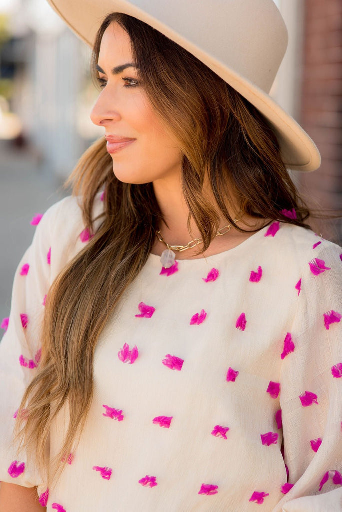 Stylish Dot 3/4 Blouse - Betsey's Boutique Shop