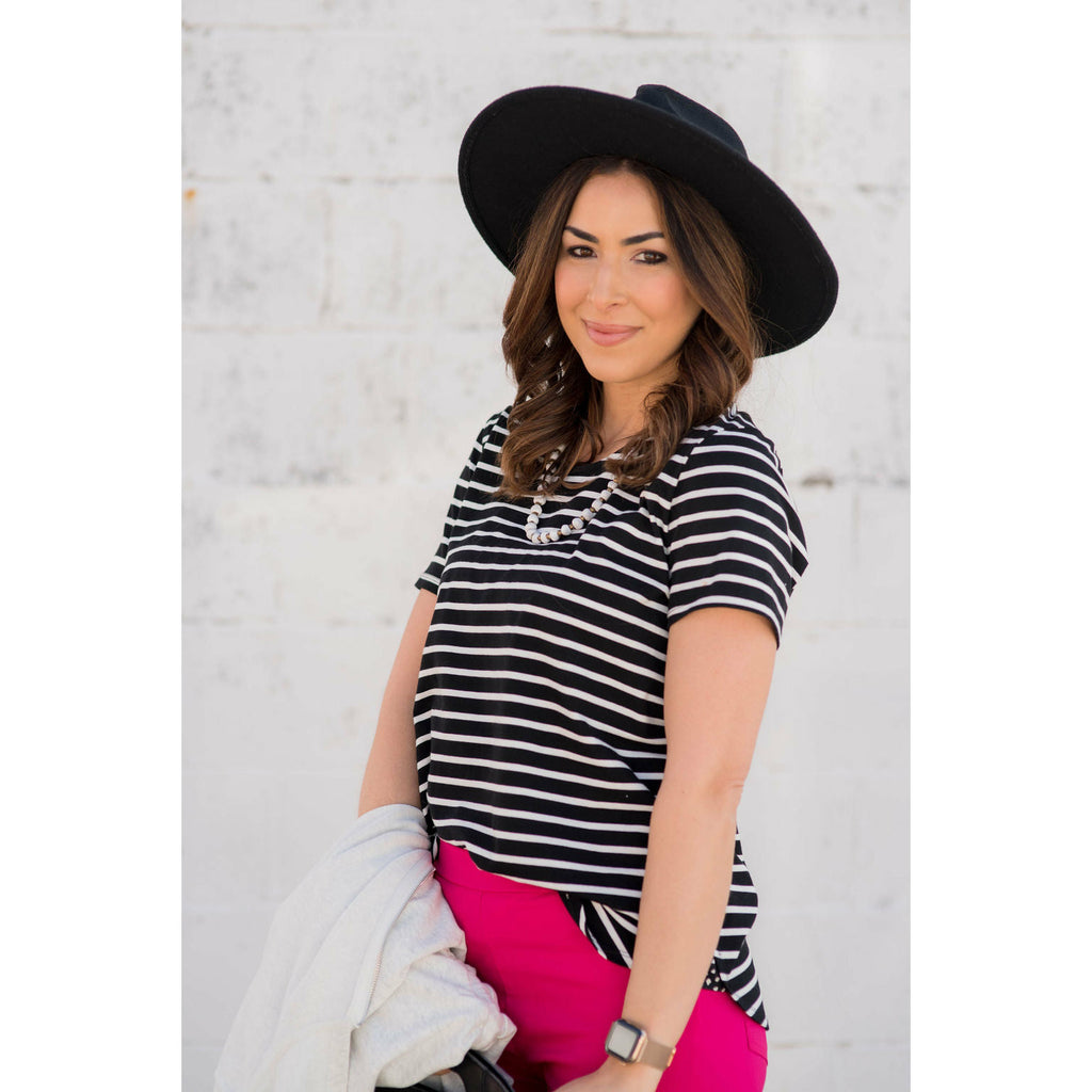 Striped Accented Dot Tee - Betsey's Boutique Shop