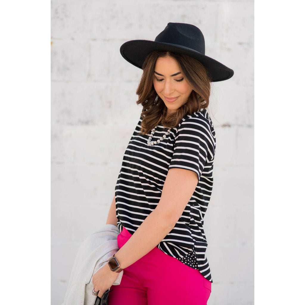 Striped Accented Dot Tee - Betsey's Boutique Shop