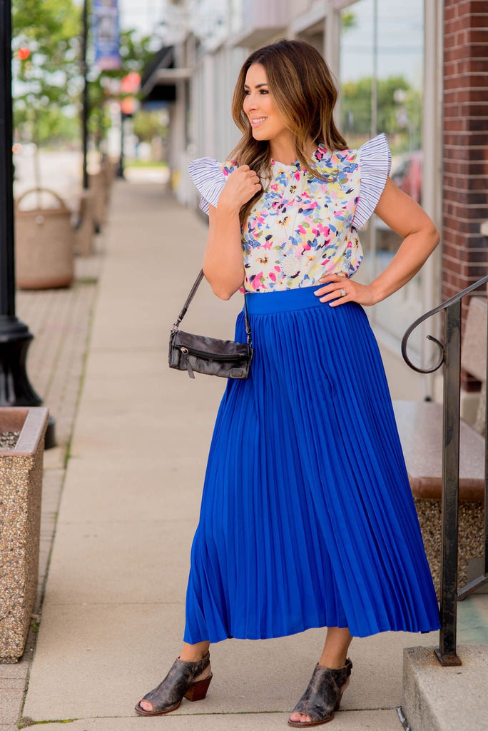 Basic Pleated Maxi Skirt - Betsey's Boutique Shop -